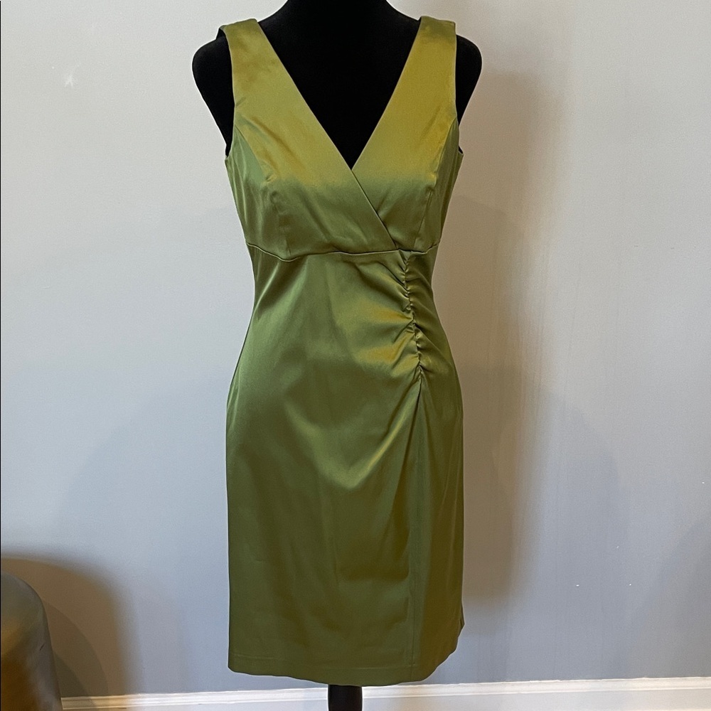 Olive Green V-Neck Ruched Dress going out glam